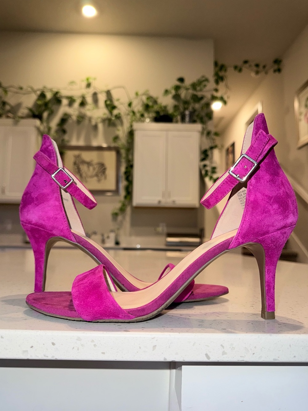 Nordstrom Magenta Suede Ankle Strap Stiletto Heels